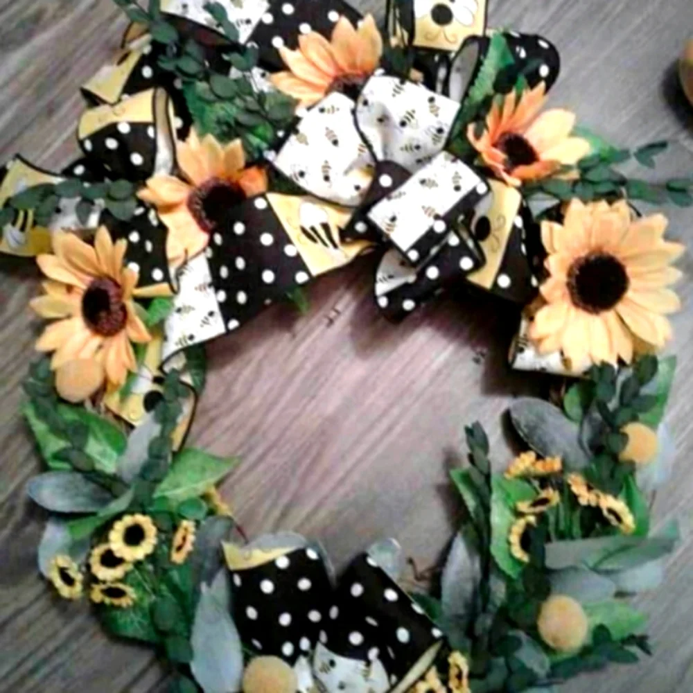 Sunny Summer Sunflower 🌻 Wreath Perfect Fall Handmade Bee Door Decor Final Sale